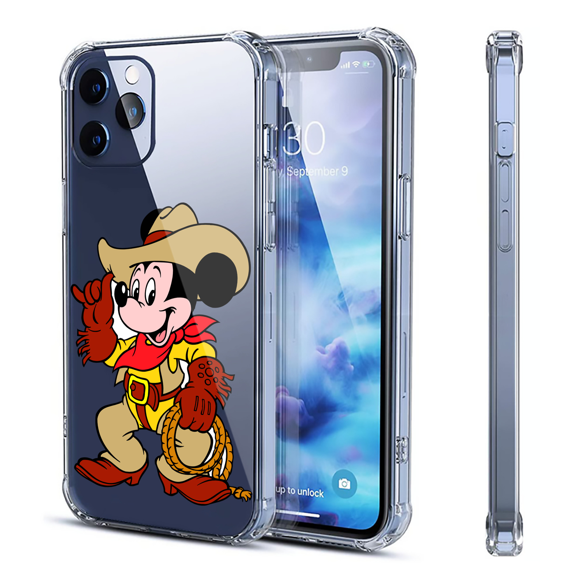 （画像用） ミッキーマウス Mickey Mouse 【iPhone 12シリーズ対応】透明スマホケース（クリアソフトケース）